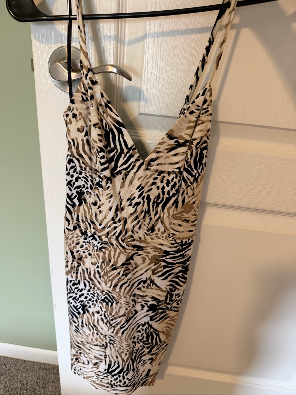 Guess Animal-Print Mini Dress in Black & Tan